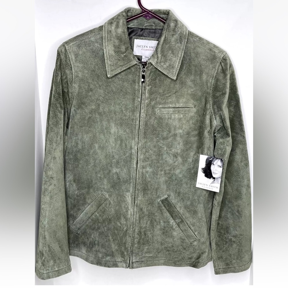 Jaclyn Smith Classic Suede Leather Jacket Women's Small Green